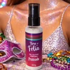 Gel Glitter Corporal Maquiagem Carnaval Xêro de Folia - Prateado