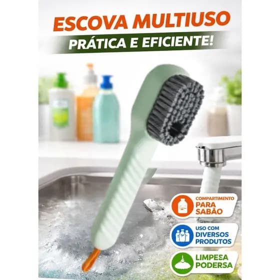Escova Para Limpeza Multifuncional Com Compartimento Para o Produto de Limpeza
