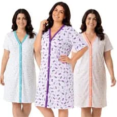 Kit 3 Camisolas de Malha Aberta na Frente Vestido Amamentação Cirurgia Atacado