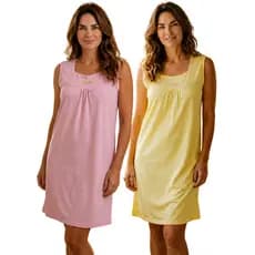 Kit 2 Camisolas Feminina de Malha Regata Vestido Senhora Idosa Sem Manga Revenda