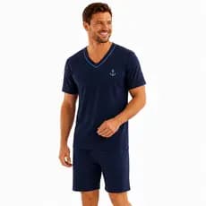 Pijama Liso Masculino Curto Verão Short e Camisa Manga Curta Pijama de Homem Fresquinho