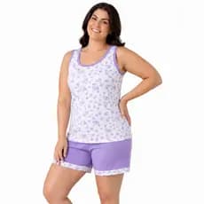 Pijama Feminino Plus Size Short Doll Bermuda Verão Senhora Regata Qualidade