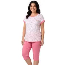 Pijama Feminino Pescador Senhora Manga Curta Bermuda Capri Verão