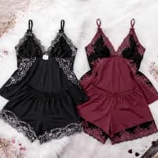 Kit 2 Baby Doll Suede Bicolor 38 ao 52 Pijama Feminino Blusa e Short Verão Atacado