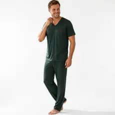 Pijama Masculino Manga Curta Calça Comprida Meia Estação Qualidade