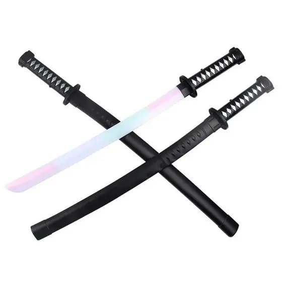 Espada de brinquedo ninja samurai com sensor de movimento, som e luz, com bateria
