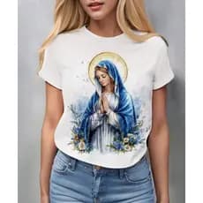 Blusa tshirt feminina VIRGEM MARIA, Sagrada Familia, Maria,Jesus camiseta tshirt cristã, gospel plus size