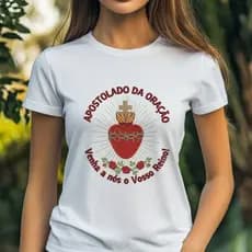 Blusa tshirt BRANCA feminina APOSTOLADO DA ORAÇÃO,CAMISETA UNISSEX, Maria,Jesus,tshirt cristã, SIMBOLO GRANDE plus size