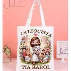 Bolsa sacola Ecobag PERSONALIZADA,unissex CATEQUISTA JESUS BOM PASTOR,moda cristã,católica,casual,verão