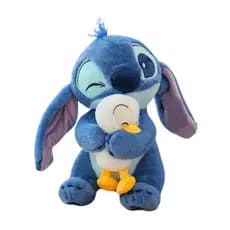 Brinquedo de Pelucia Stitch Segurando Patinho 30 cm e 20 cm
