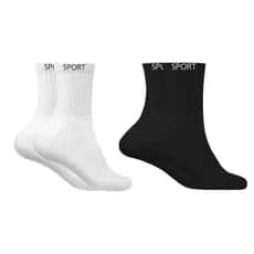 Kit Meias Adulto Sport Cano Alto Algodão Preta/Branca 36 a 43 para o Seu Dia a Dia