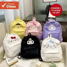 Mochila Grande de Pelúcia Sanrio Cartoon Kuromi My Melody Cinnamoroll Hello Kitty Bolsa de Ombro BUII 5142
