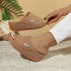 Chinelos femininos casuais de sola grossa, simples e elegantes, modelo 8451