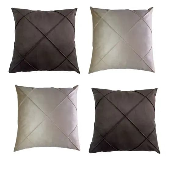 Kit de 4 Capas De Almofadas Suede Drapeada 45x45 cm Decorativas