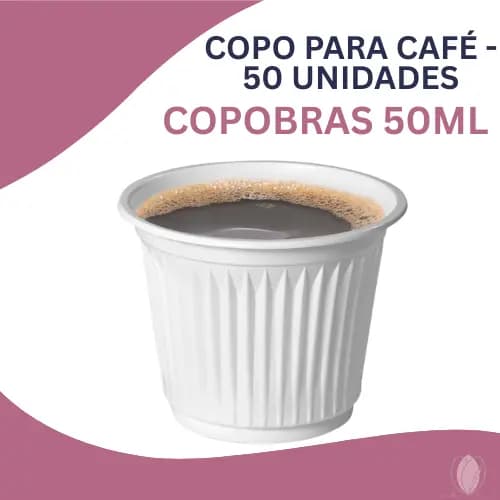 Copinho de Café Plástico 50ml Copobras Branco - Pacote com 50 unidades