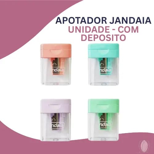 Apontador Jandaia com Depósito Transparente – Cores Pastel (Unidade)
