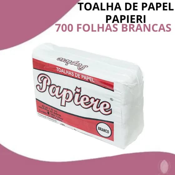 Toalha de Papel Interfolha Papiere 2 Dobras Branca – Pacote com 700 Folhas