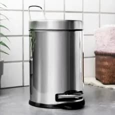 Cesto De Lixo Lixeira 100% Inox 5 Litros Com Pedal Redonda Banheiro E Cozinha Lixeira Escritório