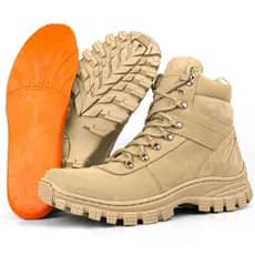 Bota Coturno Militar Masculino Em Couro Legitimo Impermeável Areia Resistente Confortável