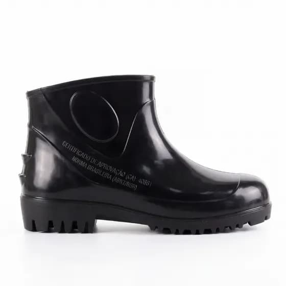 Bota Galocha PVC Impermeável Antiderrapante Cano Curto CA EPI Limpeza Faxina Motoboy Chuva Preto