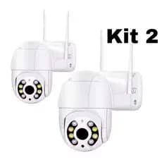 Kit 2 câmera segurança Wi-Fi smart IP ICSEE A8 Áudio infravermelho sem fio