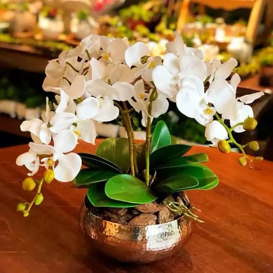 Kit 2 Folhas De Orquídea Artificial Complemento De Arranjos Folhagem