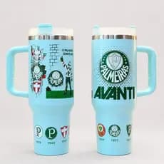 Copo Térmico Garrafa 1200ml com Tampa e Alça Modelo Esportivo Times Torcedor Colecionador