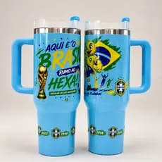 Copo Garrafa Termica Time Personalizado Brasil 1200ml Canudo torcedor