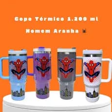 Copo Garrafa Térmica Homem-Aranha 1200ml Personalizado Canudo