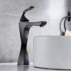 Torneira Banheiro Lavabo Monocomando Misturador Bica Alta Cuba Pia Preto Rka21