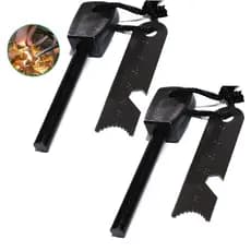 Kit 2 Pederneiras Maciça Magnésio Acendedor Fogo Black Ops