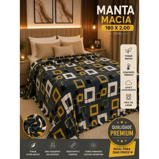 ⚜️ MANTA CASAL 1,80X2,00- MICROFIBRA /ESTAMPADA, SUPER MACIA E ACONCHEGANTE