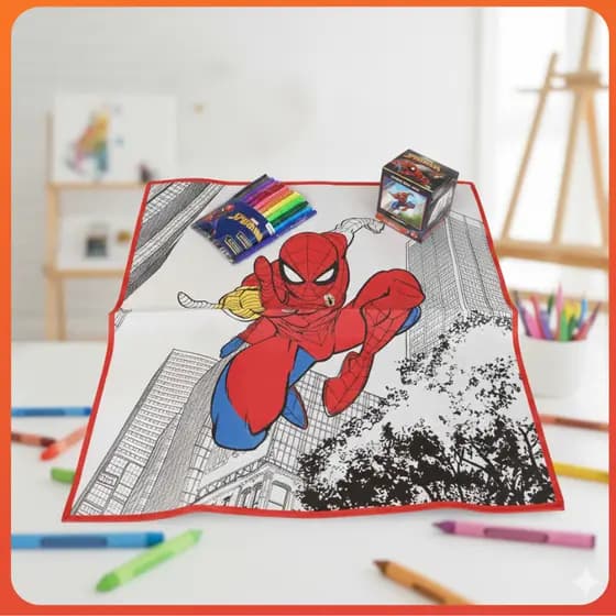 Tapete de Colorir Homem-Aranha + 6 Canetinhas | Kit Infantil Educativo e Divertido ✦