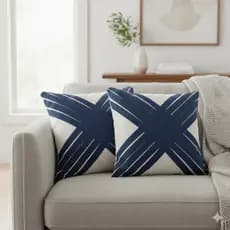 Capa de Almofada Decorativa 45x45 Azul Marinho e Bege – Geométrica Luxo Sala Sofá Quarto Almofadas Decor