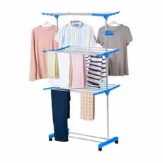 Varal De Chão Vertical 3 Andares Grande Prateleira Dobrável Rodinha Retratil Portatil Roupas