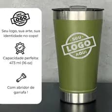 Kit com 40, 50, 60 e 70 Copos Térmicos Personalizados 473ml – Brinde com Tampa e Abridor