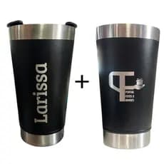 Copos Térmicos Personalizados frente e verso 473ml – Brinde com Tampa e Abridor | Times e Eventos