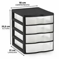 Gaveteiro Organizador de Plástico com 4 Gavetas para Cozinha Multifuncional