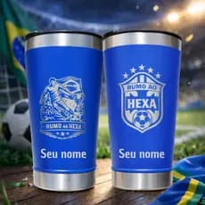 Copo Térmico Brasil Hexa Copa do Mundo – 473ml Personalizado com Nome com Tampa e Abridor