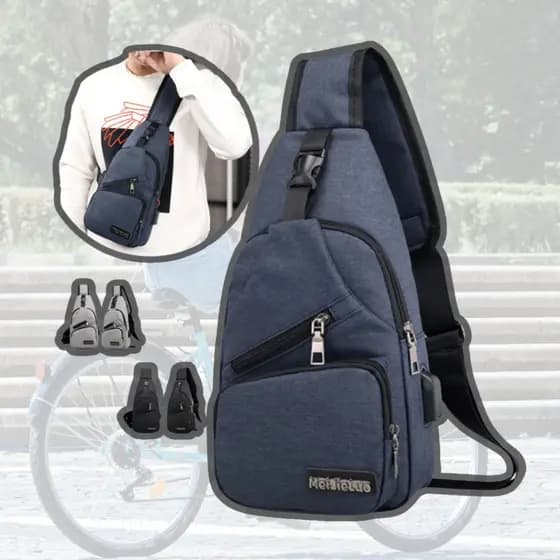 Mochila pequena Mochilinha transversal Bag Unissex Porta USB Passeio Viagem Trabalho Funcional