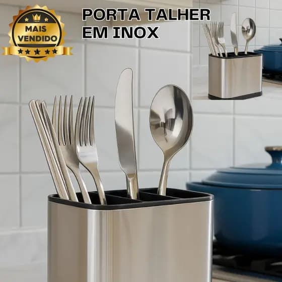 Escorredor Porta Talheres de Inox Fundo Vazado Pia Cozinha Organizador  Secar Talheres