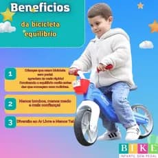 Bicicleta Infantil Sem Pedal Azul Balance Bike Equilibrio Leve Resistente Altura Ajustável