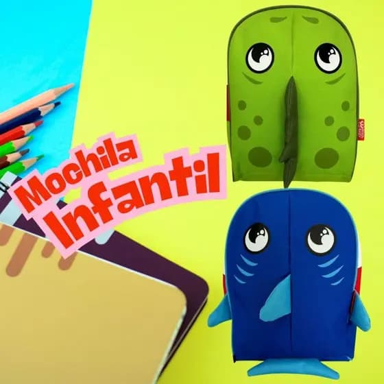 Mochila Infantil Dinossauro Michila de costas Mochila Creche Mochila Tubarão Bolsa de Passeio Escola