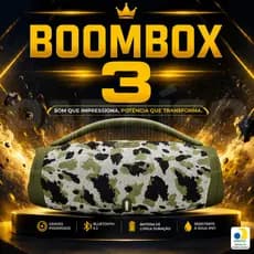 BOOMBOX 3 Caixa de Som 50W / 20W Potente Grande Bluetooth Portátil Rádio FM Pen Drive TWS Micro SD