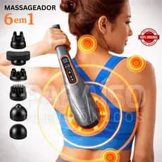 Massageador Elétrico Corporal 6 em 1 Ergonômico Profissional Massagem Relaxante 10 Velocidades
