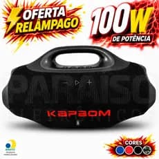 Caixa de Som BOOMBOX 4 de 100W / 50W Premium POTENTE Bluetooth Rádio FM TWS Prova D'Água LANÇAMENTO