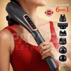 Massageador Elétrico 6 em 1 Corporal Potente Ergonômico Multifuncional Terapia 10 Velocidades