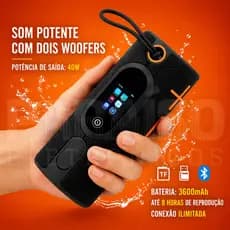 Caixa de Som 40W Portátil Tela Touch Bluetooth Potente A Prova d'Água H'maston TN920 Lançamento
