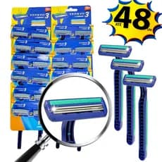 Barbeador Descartável com 3 Lâminas Veonvo VN003 – Cartela Econômica com 12 ou 24 Unidades