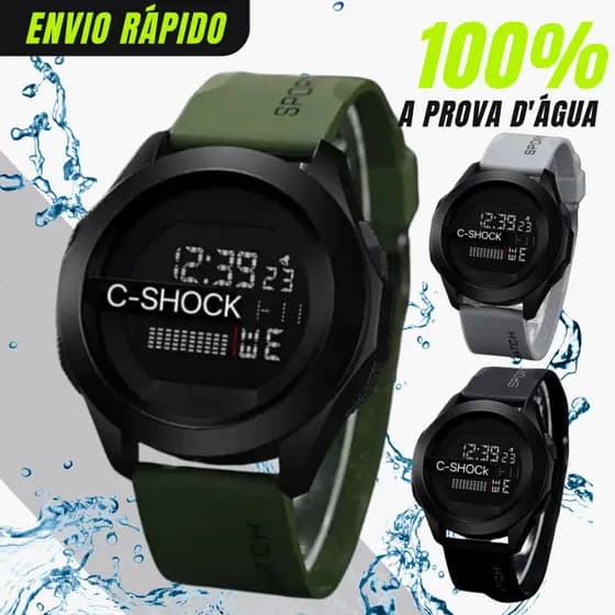 Relógio Digital Masculino Multifuncional com Iluminação A Prova de Água